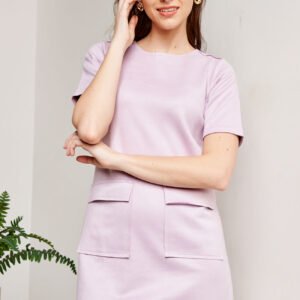 Lilac Solid Shift Dress